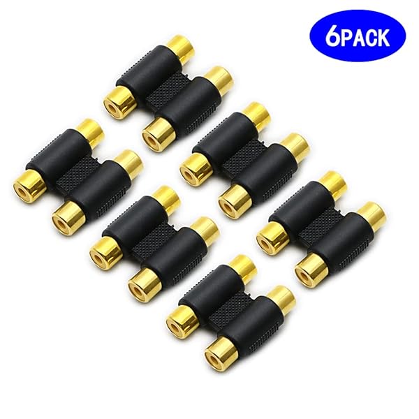 rgzhihuifz RCA Coupler 6 Pack RCA Female to Female Adapter Audio Video Cable Extension for Amplifier Subwoofer - View 3 of 6
