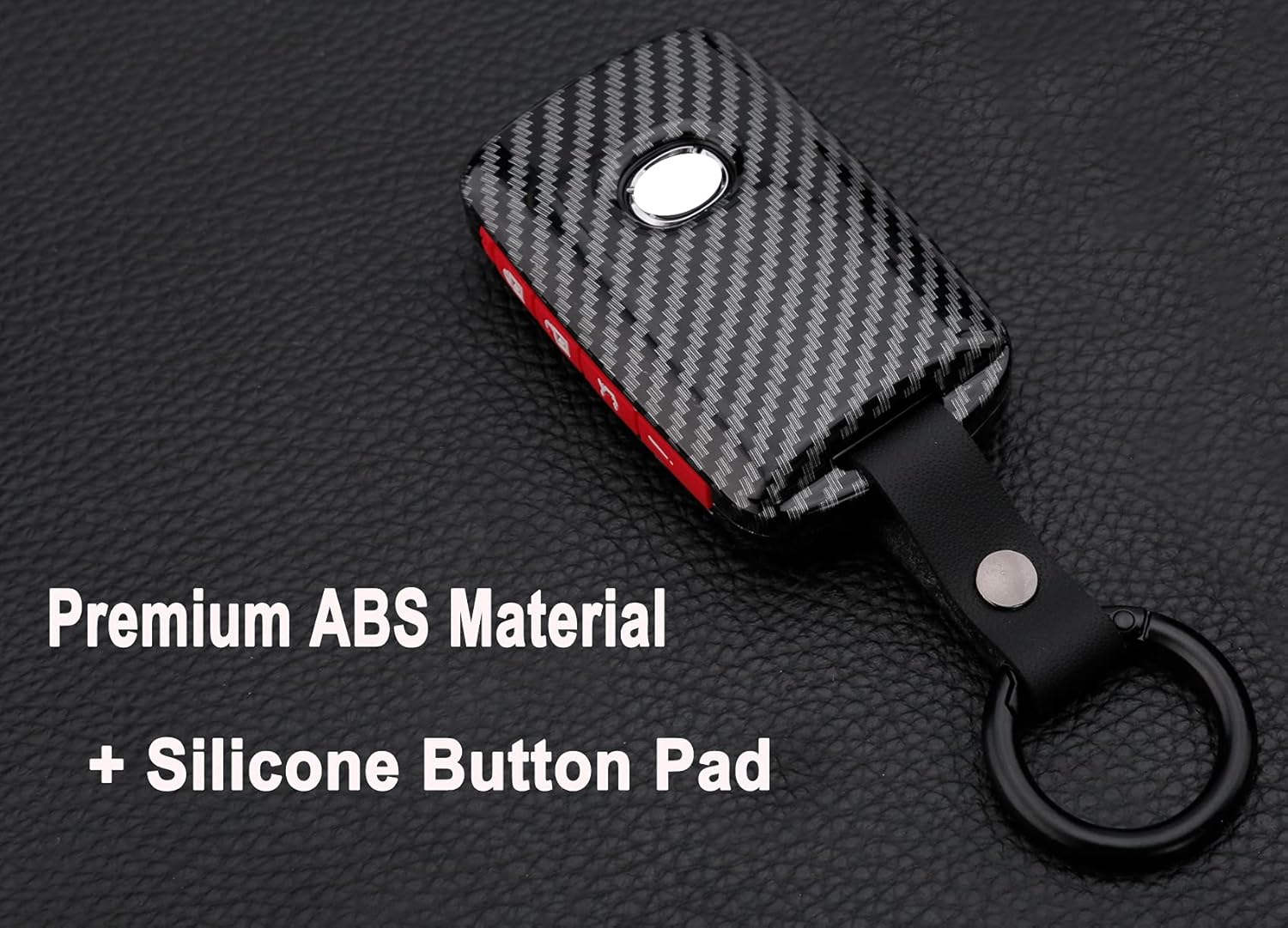 Muxkenper Mazda Key Fob Cover Case - Fit for 2019-2021 Mazda 3, 6 and CX Series; Carbon Fiber Pattern (Red) - View 5 of 9