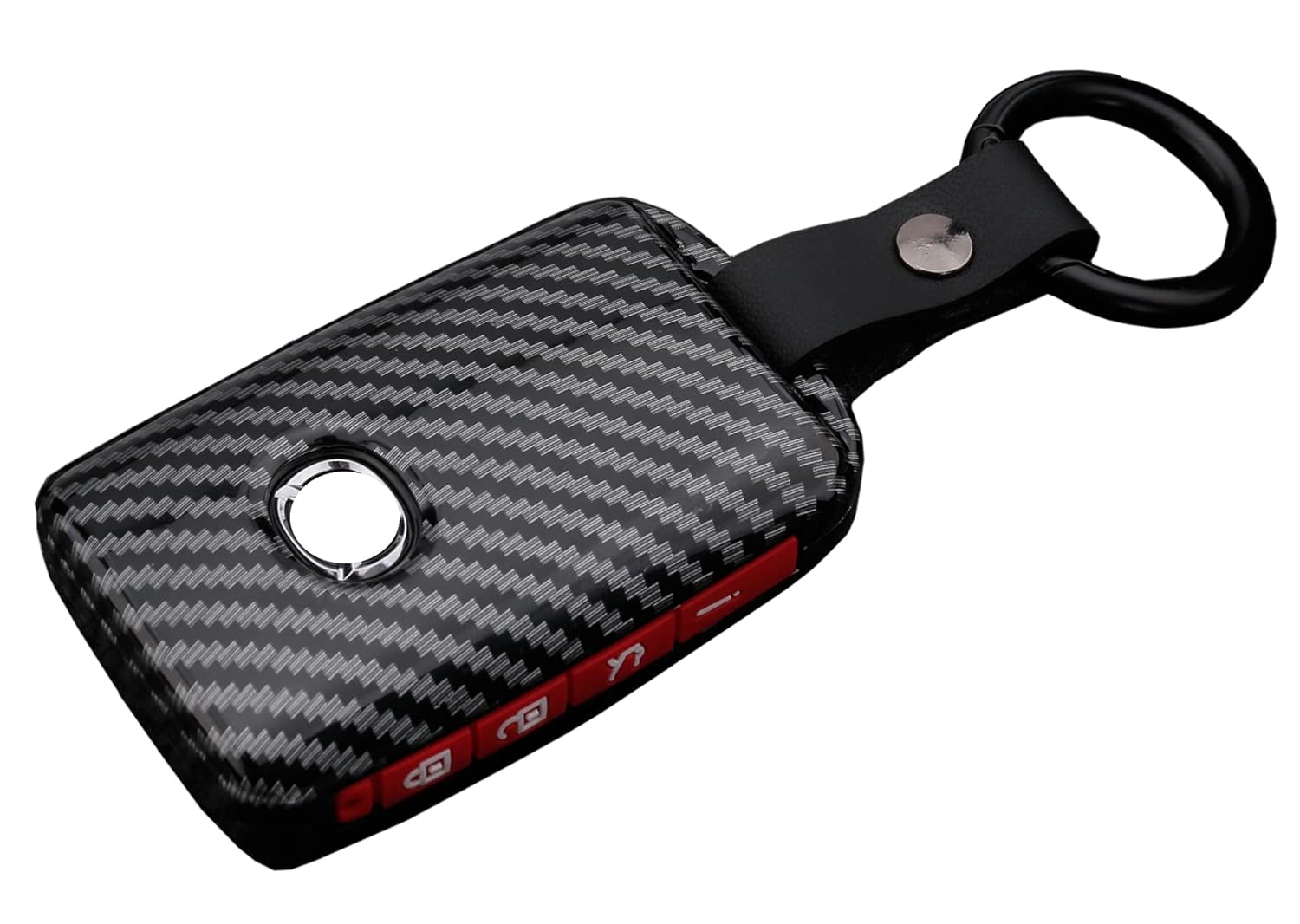 Mazda Key Fob Cover Case - Fit for 2019-2021 Mazda 3, 6 and CX Series; Carbon Fiber Pattern (Red)