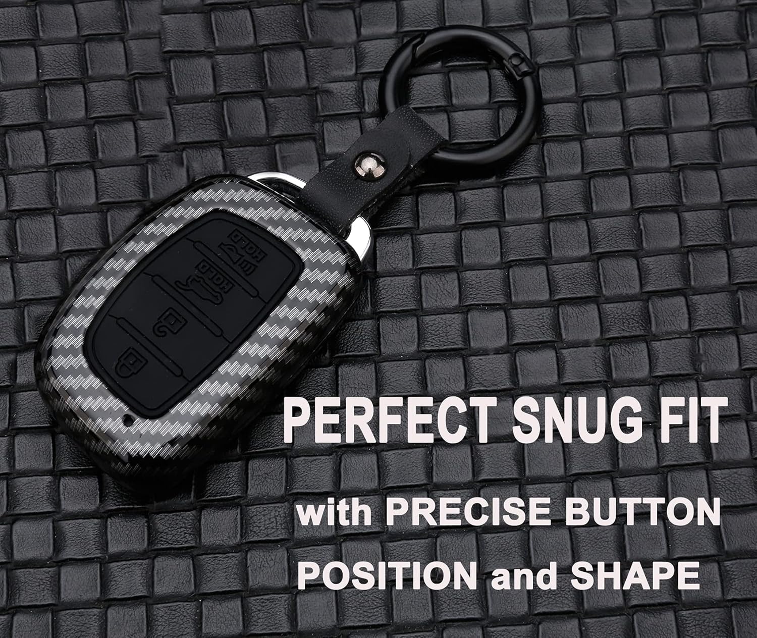 Muxkenper Muxkenper Key Fob Cover Case for 2018 2017 2016 Hyundai Tucson Elantra Sonata 4 Buttons Keyless Entry Remote Case Holder ABS Carbon Fiber Pattern - View 5 of 7