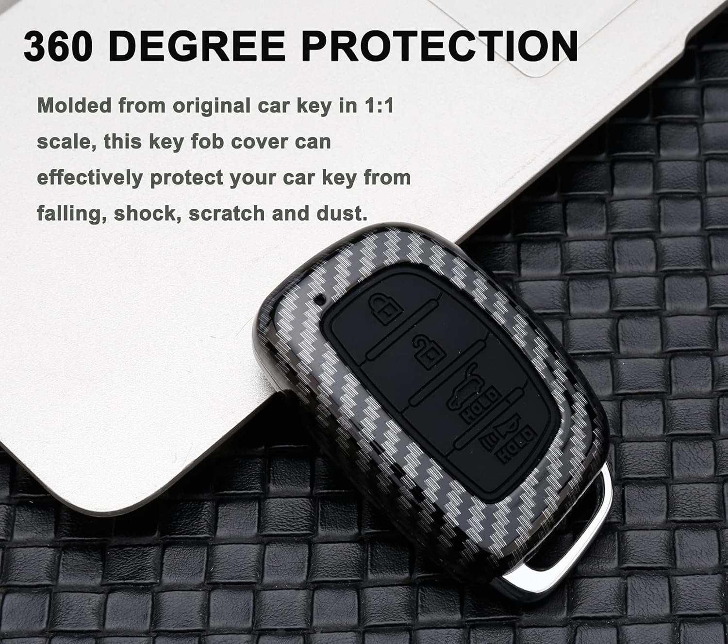 Muxkenper Muxkenper Key Fob Cover Case for 2018 2017 2016 Hyundai Tucson Elantra Sonata 4 Buttons Keyless Entry Remote Case Holder ABS Carbon Fiber Pattern - View 6 of 7