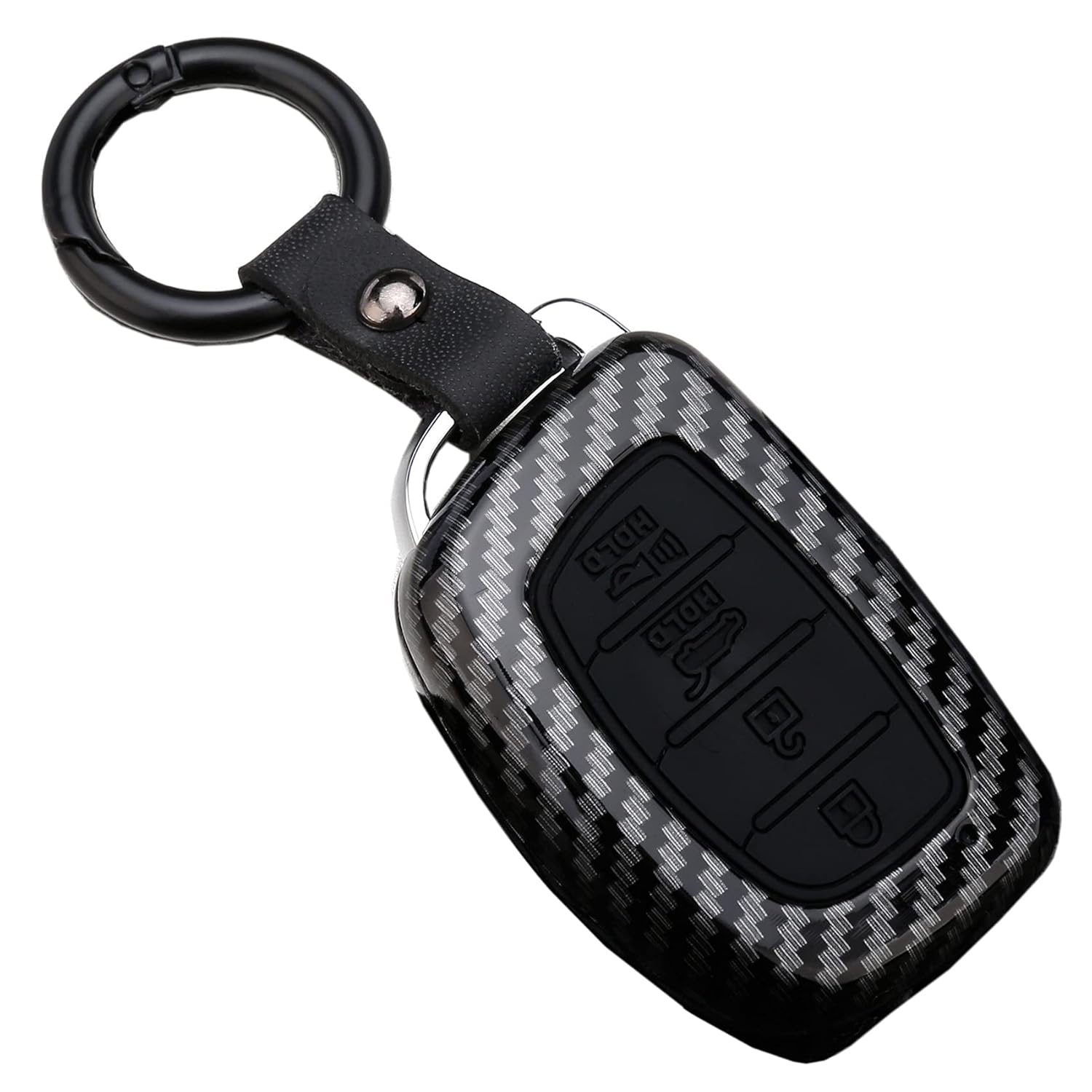 Muxkenper Key Fob Cover Case for 2018 2017 2016 Hyundai Tucson Elantra Sonata 4 Buttons Keyless Entry Remote Case Holder ABS Carbon Fiber Pattern