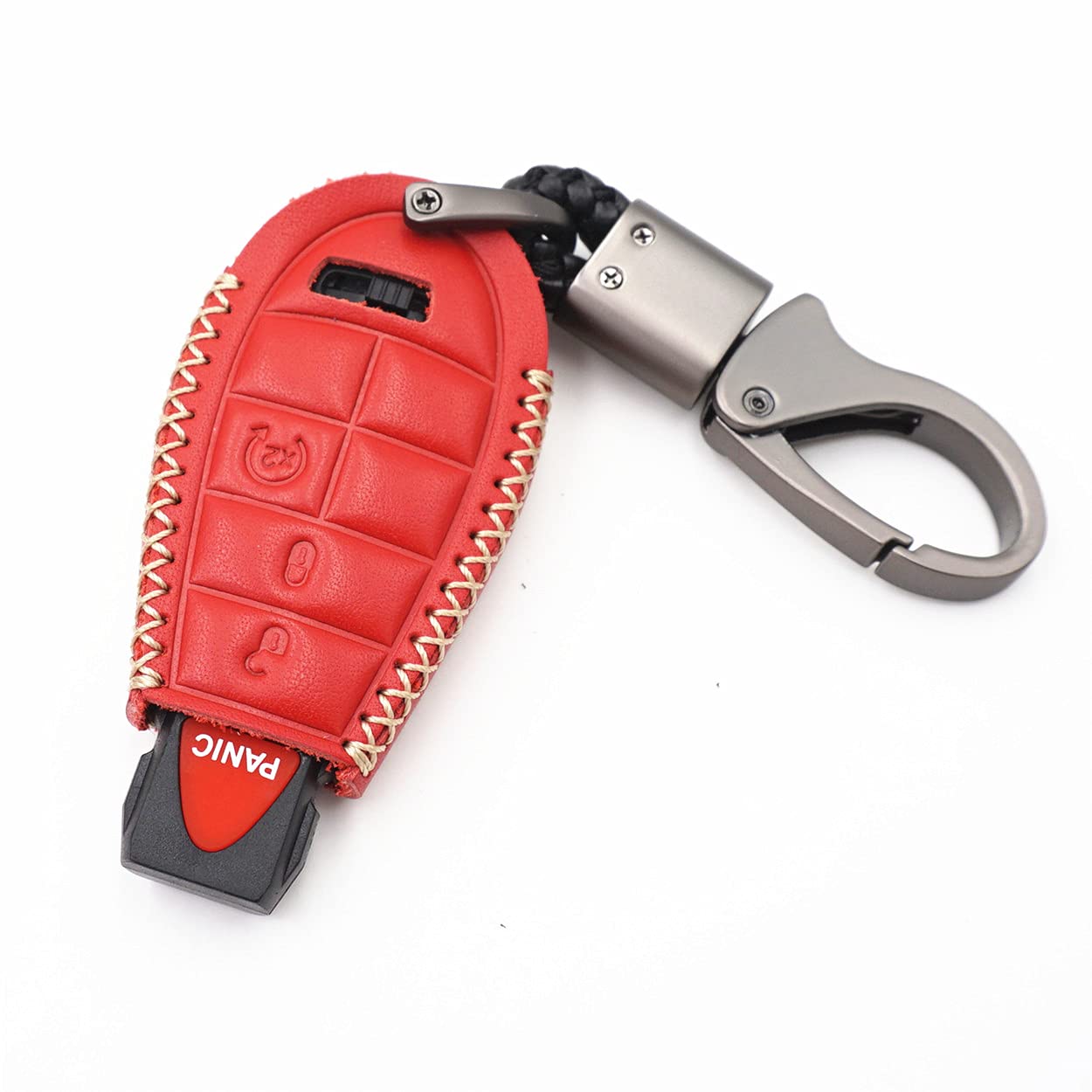 WFMJ Red Leather for IYZ-C01C Chrysler 300 Town and Country Dodge Challenger Durango Grand Caravan Journey Magnum Ram 1500 2500 3500 Jeep Grand