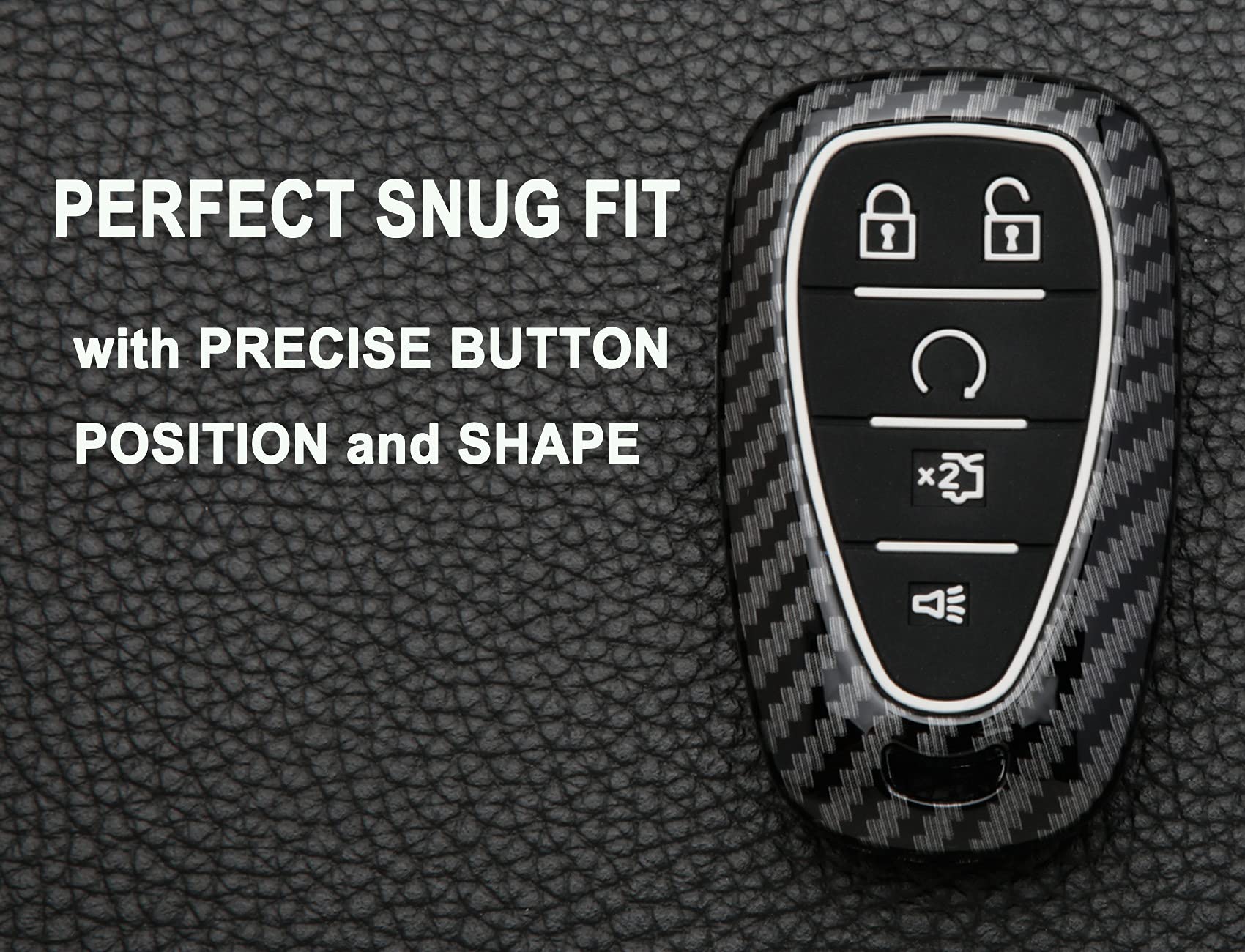 Muxkenper Key Fob Cover Case Fit for Chevrolet 2019 2018 2017 Chevy Malibu Camaro Equinox Trax Traverse Sonic Cruze Volt Spark Keyless Entry Remote Case Holder - View 6 of 7