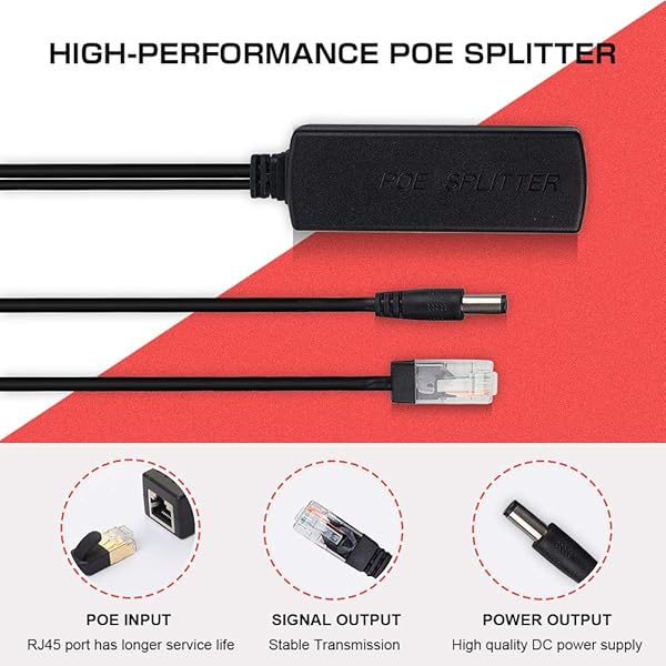 ipolex ipolex Gigabit PoE Splitter Adapter 48V to 12V DC Jack 5.5x2.1mm for Surveillance Camera CCTV VoIP Phone IEEE 802.3af/at Compliant - View 6 of 9