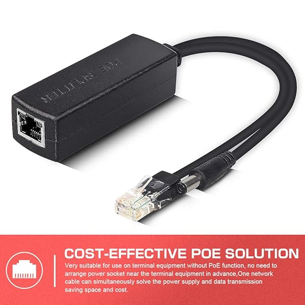 ipolex ipolex Gigabit PoE Splitter Adapter 48V to 12V DC Jack 5.5x2.1mm for Surveillance Camera CCTV VoIP Phone IEEE 802.3af/at Compliant - View 7 of 9