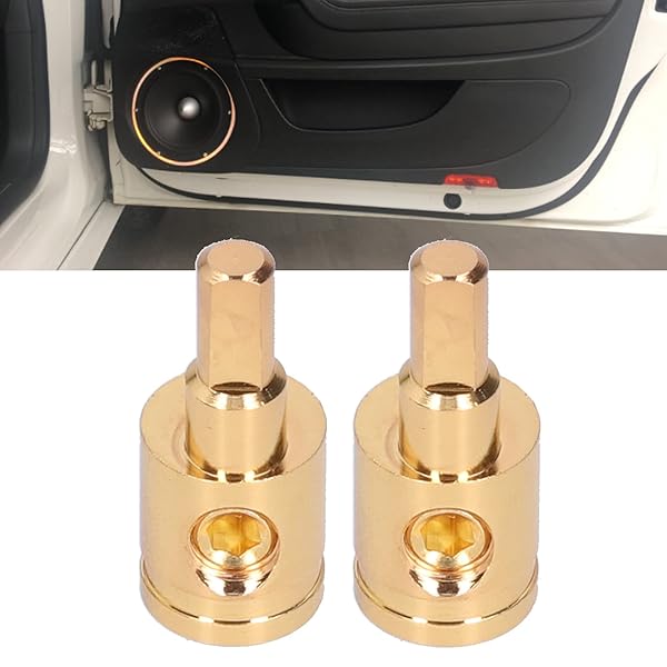 aqxreight Power Wire Terminal 2pcs 0GA Reducer Connector Pure Copper Gold Plated for Car Audio Amplifier Battery Cable Modification - View 5 of 10