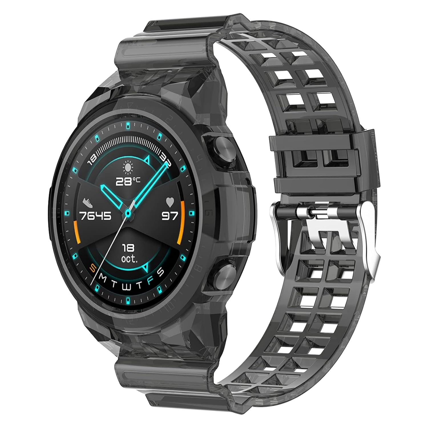 LOKEKE LOKEKE for Huawei Watch GT2 46MM Replacement Wrist Band - Transparency Replacement Silicone Wrist Watch Band Strap For Huawei Watch GT2 46MM(Black) - View 4 of 6