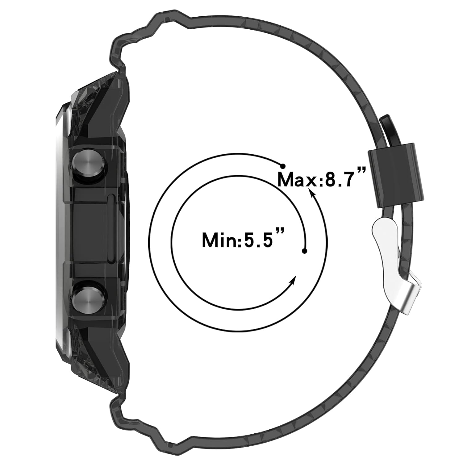 LOKEKE LOKEKE for Huawei Watch GT2 46MM Replacement Wrist Band - Transparency Replacement Silicone Wrist Watch Band Strap For Huawei Watch GT2 46MM(Black) - View 6 of 6