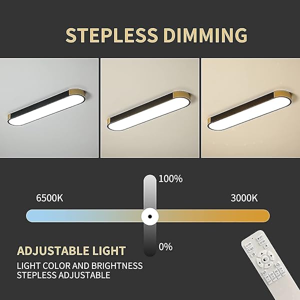Tioolo Tioolo Dimmable LED Ceiling Lights Modern Acrylic Linear Lamp 2.3FT Semi Flush Mount with Remote for Kitchen Dining Living Room - View 5 of 10