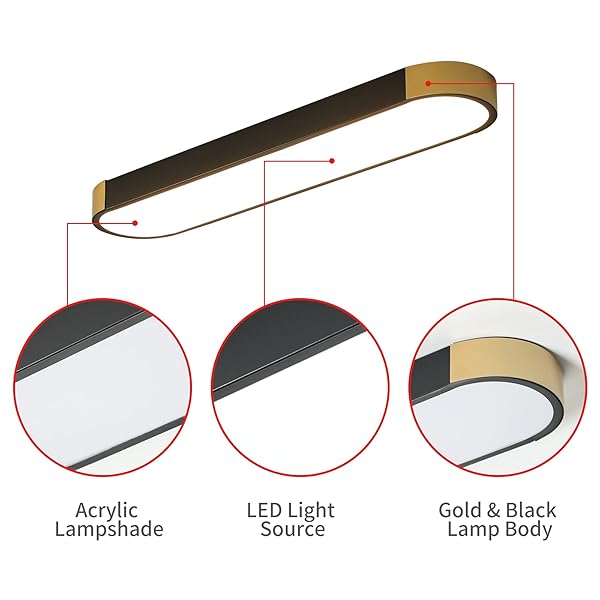 Tioolo Tioolo Dimmable LED Ceiling Lights Modern Acrylic Linear Lamp 2.3FT Semi Flush Mount with Remote for Kitchen Dining Living Room - View 8 of 10