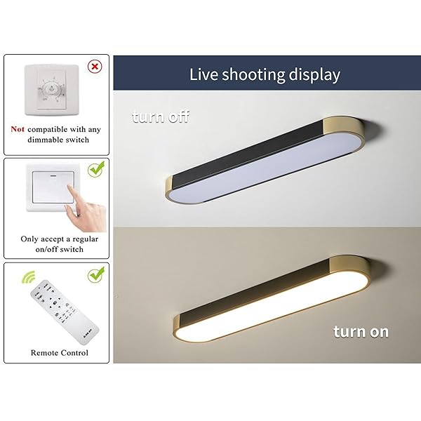 Tioolo Tioolo Dimmable LED Ceiling Lights Modern Acrylic Linear Lamp 2.3FT Semi Flush Mount with Remote for Kitchen Dining Living Room - View 9 of 10