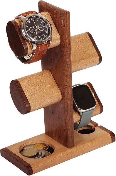 AB Handicrafts ABHANDICRAFTS 5-in-1 Watch Stand & Jewelry Organizer - Perfect Gift for Men, Moms, Dads & Grandparents - No Assembly Required!