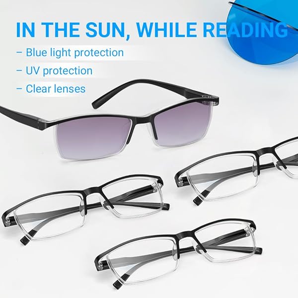 TERAISE TERAISE 4-Pack Blue Light Blocking Reading Glasses Ultralight Computer Eyewear for Men and Women with 1-Pack Anti-UV Reading Sunglasses - View 3 of 7