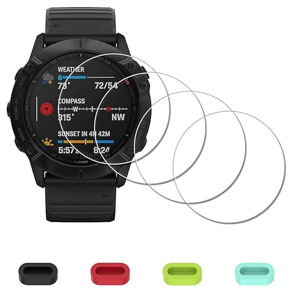 iDaPro iDaPro Screen Protector for Garmin Fenix 6X Pro & Solar - Anti-Scratch, Bubble-Free with Silicone Dust Plugs