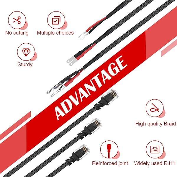 Hydencamm "Hydencamm 14" Hardwire Power Cord Kit for Escort, Valentine One, Uniden Radar Detectors - 3 Braided RJ11 Wires" - View 8 of 9