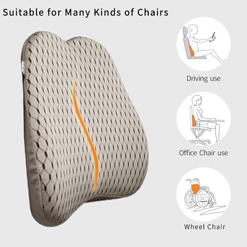 XINJUN XINJUN Memory Foam Lumbar Support Pillow for Car Office Chair Recliner Sofa Beige - View 7 of 8