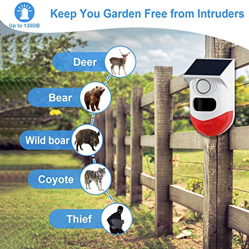 ChunHee Solar Strobe Alarm Light with Motion Sensor & 129dB Siren - Waterproof Security System for Home, Farm & Yard (2 Pack) - View 3 of 10