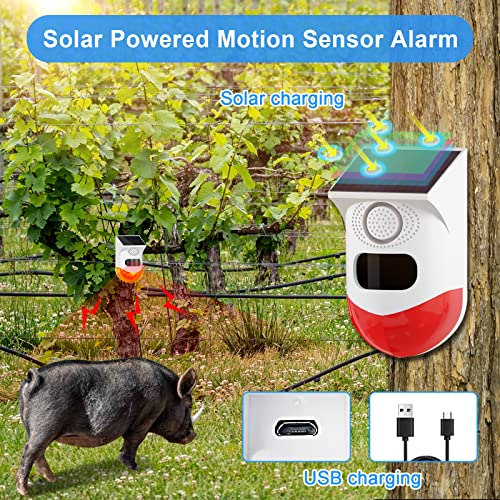 ChunHee Solar Strobe Alarm Light with Motion Sensor & 129dB Siren - Waterproof Security System for Home, Farm & Yard (2 Pack) - View 6 of 10