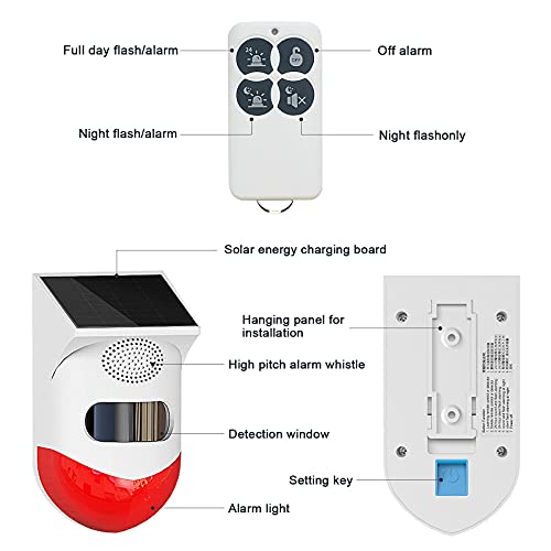 ChunHee Solar Strobe Alarm Light with Motion Sensor & 129dB Siren - Waterproof Security System for Home, Farm & Yard (2 Pack) - View 8 of 10