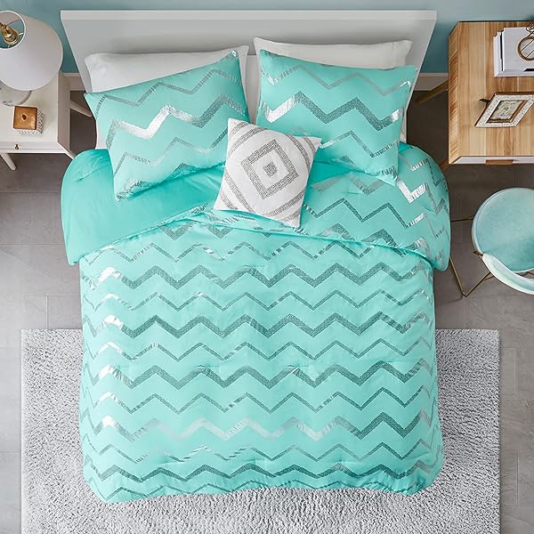 CODi Codi Teen Girls Twin Size Bedding Set Teal Blue Comforter for College Dorm All Seasons 3 Piece Set - View 4 of 8