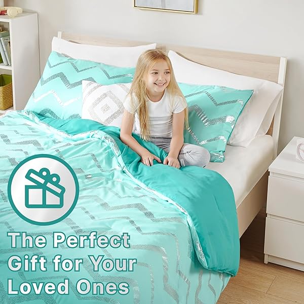 CODi Codi Teen Girls Twin Size Bedding Set Teal Blue Comforter for College Dorm All Seasons 3 Piece Set - View 6 of 8