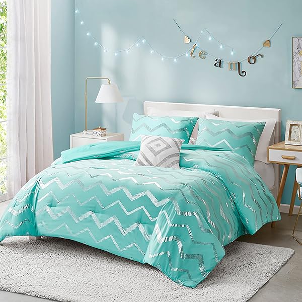 CODi Codi Teen Girls Twin Size Bedding Set Teal Blue Comforter for College Dorm All Seasons 3 Piece Set