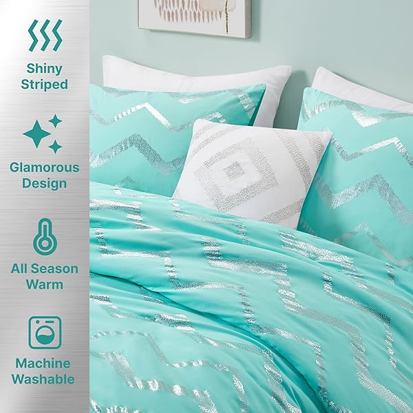 CODi Codi Teal Bedroom Comforter Set Comfy Full Size Bedding for Teen Girls 4 Piece All Seasons Warm - View 7 of 8