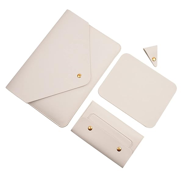 Benfan Benfan 15 Inch Laptop Sleeve for MacBook Pro 15 16 Surface Book 15 Dell XPS 15 with Pouch Mouse Pad Cord Organizer White