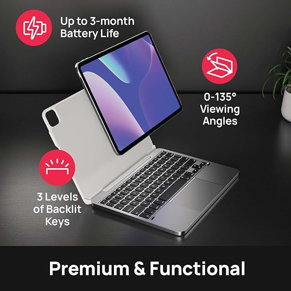 Brydge Upgrade Your iPad Pro 11 with Brydge 11 MAX+ Wireless Keyboard Case & Multi-Touch Trackpad - Silver & White SnapFit Design - View 6 of 8