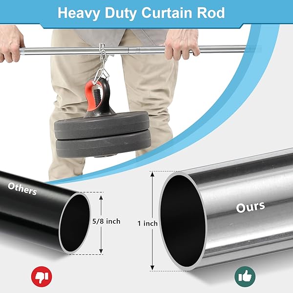 HORSE SECRET Silver Curtain Rods 32 to 66 Inch Heavy Duty Adjustable Rods with Brackets for Windows and Doors in Bedroom Living Room Kitchen Bathroom - View 3 of 7