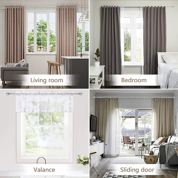 HORSE SECRET Silver Curtain Rods 32 to 66 Inch Heavy Duty Adjustable Rods with Brackets for Windows and Doors in Bedroom Living Room Kitchen Bathroom - View 7 of 7