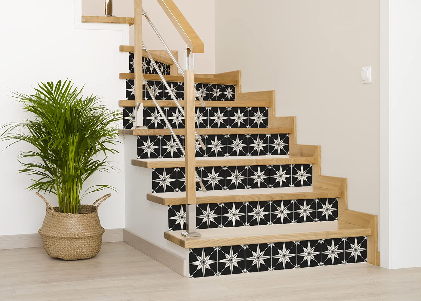Mi Alma Mi Alma Peel and Stick Tile Backsplash Stair Riser Decals Pack of 24 Black Home Decor 7x7 Inches Each - View 3 of 9