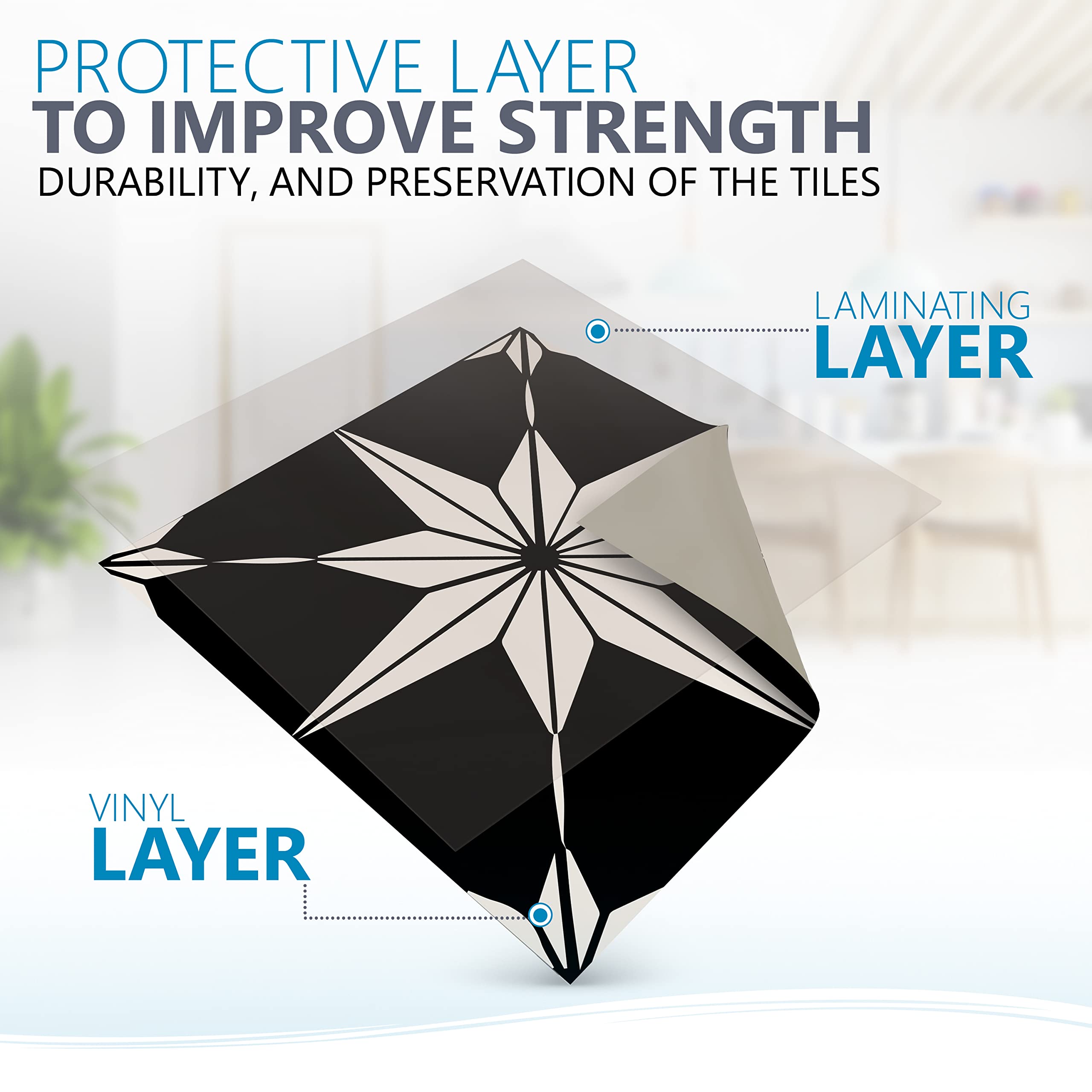 Mi Alma Mi Alma Peel and Stick Tile Backsplash Stair Riser Decals Pack of 24 Black Home Decor 7x7 Inches Each - View 5 of 9