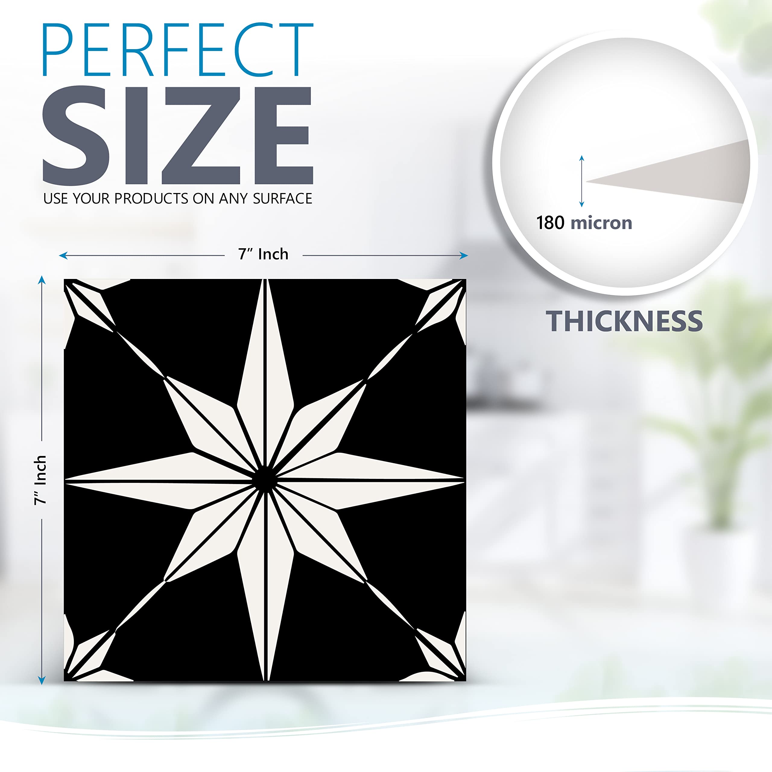 Mi Alma Mi Alma Peel and Stick Tile Backsplash Stair Riser Decals Pack of 24 Black Home Decor 7x7 Inches Each - View 7 of 9