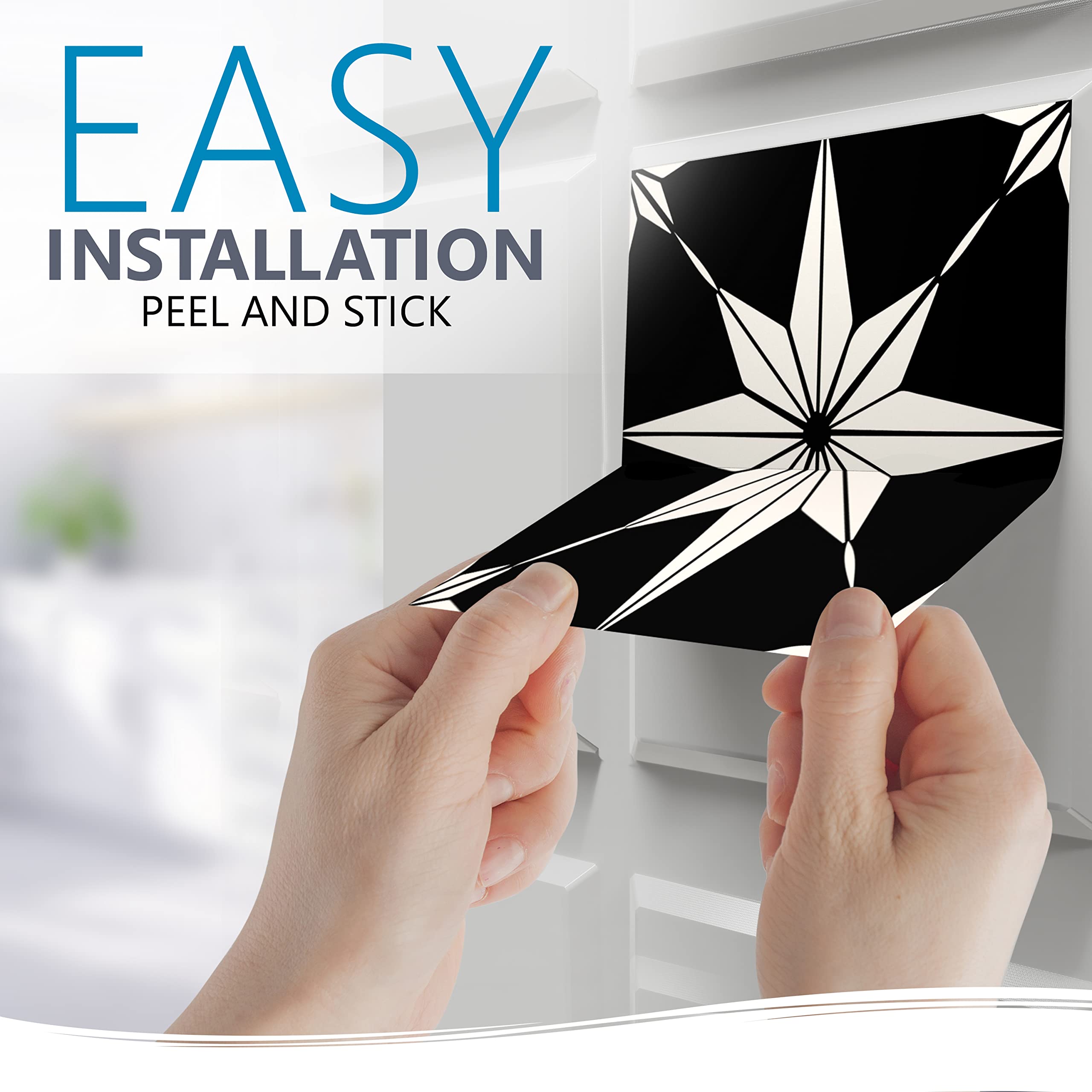 Mi Alma Mi Alma Peel and Stick Tile Backsplash Stair Riser Decals Pack of 24 Black Home Decor 7x7 Inches Each - View 8 of 9