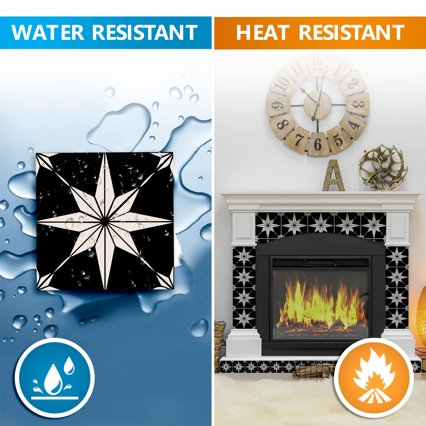 Mi Alma Mi Alma Peel and Stick Tile Backsplash Stair Riser Decals Pack of 24 Black Home Decor 7x7 Inches Each - View 9 of 9