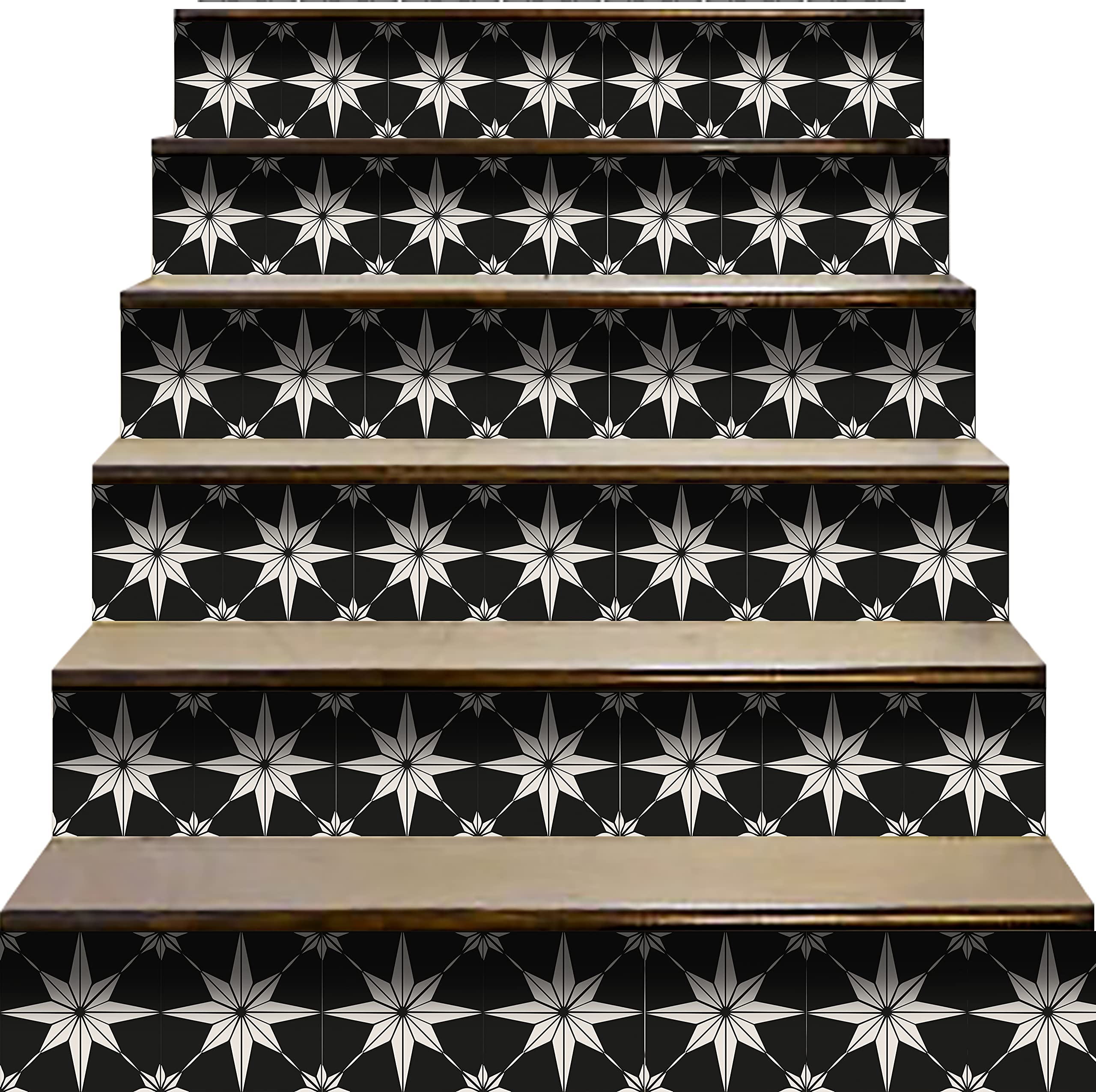 Mi Alma Mi Alma Peel and Stick Tile Backsplash Stair Riser Decals Pack of 24 Black Home Decor 7x7 Inches Each
