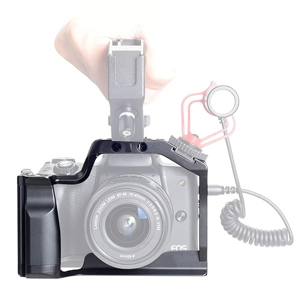 FocusFoto FocusFoto Camera Cage for Canon EOS M50/M5 - Aluminium Rig with Cold Shoe & Mounting Screws for Video Filmmaking - View 8 of 11