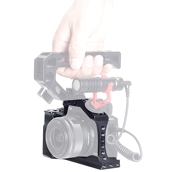 FocusFoto FocusFoto Camera Cage for Canon EOS M50/M5 - Aluminium Rig with Cold Shoe & Mounting Screws for Video Filmmaking - View 9 of 11