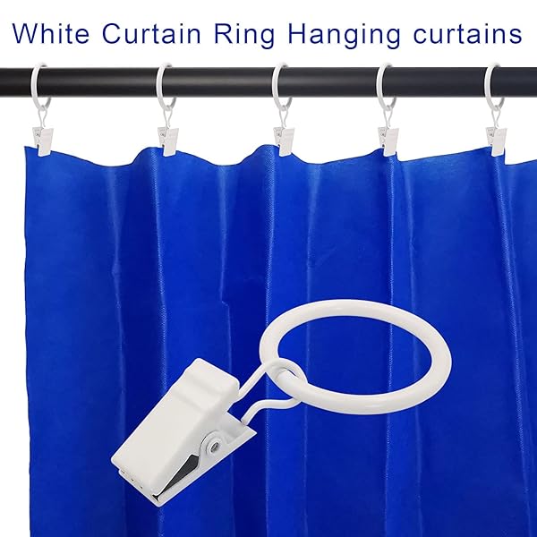 LLPJS LLPJS 44 Pack Curtain Rings with Clips for Drapery Bows 1 Inch Interior Diameter Fits 5/8 Inch Rod White - View 5 of 7