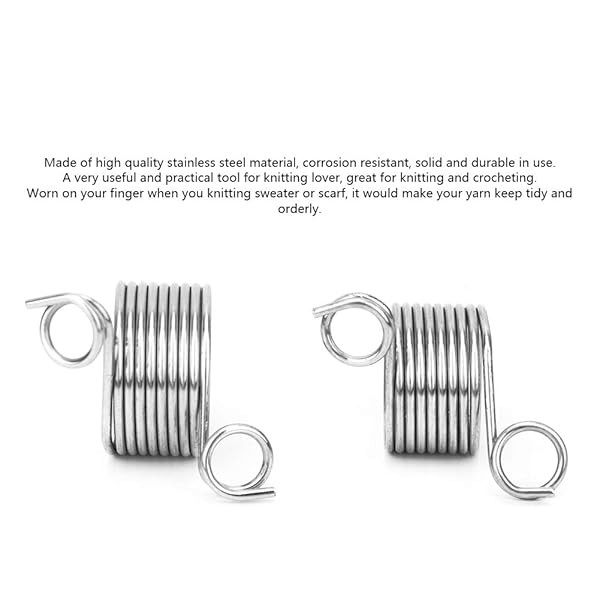 Fdit Fdit Yarn Knitting Thimble Set of 2 Stainless Steel Coiled Finger Rings for Knitting Crafts Accessories Tool - View 3 of 8