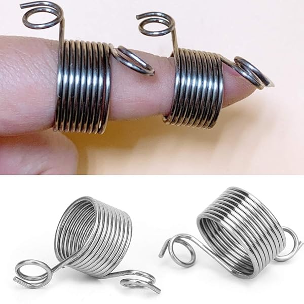 Fdit Fdit Yarn Knitting Thimble Set of 2 Stainless Steel Coiled Finger Rings for Knitting Crafts Accessories Tool - View 8 of 8