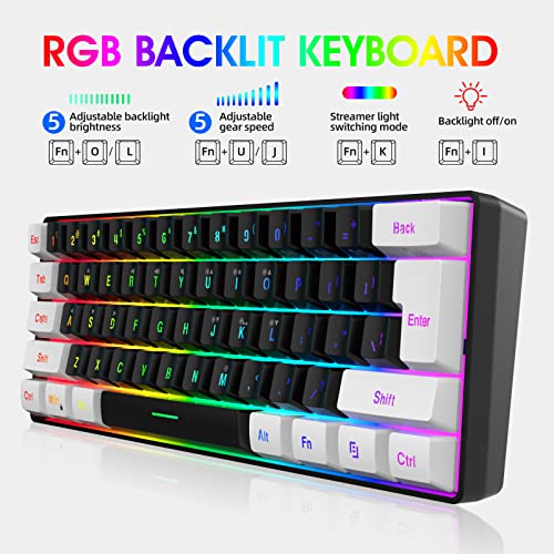 Snpurdiri Buy Snpurdiri 60% RGB Wired Gaming Keyboard - Ultra-Compact, Waterproof Mini Keyboard for PC Gamers in White & Black - View 4 of 9