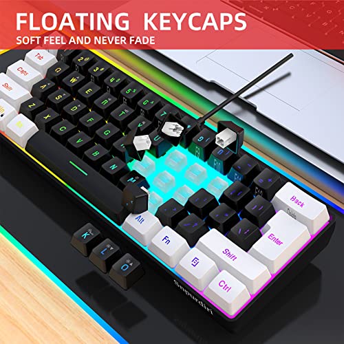 Snpurdiri Buy Snpurdiri 60% RGB Wired Gaming Keyboard - Ultra-Compact, Waterproof Mini Keyboard for PC Gamers in White & Black - View 5 of 9