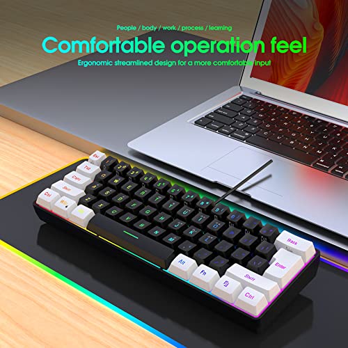 Snpurdiri Buy Snpurdiri 60% RGB Wired Gaming Keyboard - Ultra-Compact, Waterproof Mini Keyboard for PC Gamers in White & Black - View 9 of 9