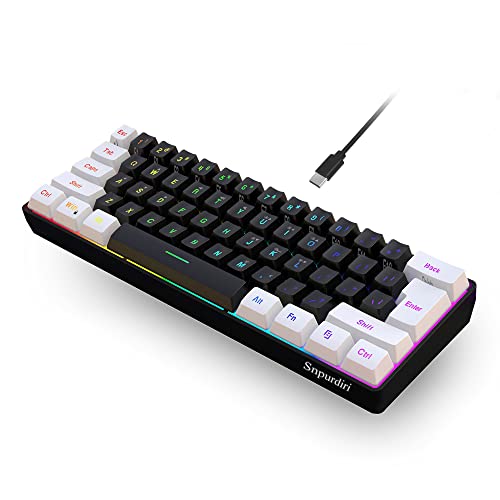 Snpurdiri Buy Snpurdiri 60% RGB Wired Gaming Keyboard - Ultra-Compact, Waterproof Mini Keyboard for PC Gamers in White & Black - View 2 of 9