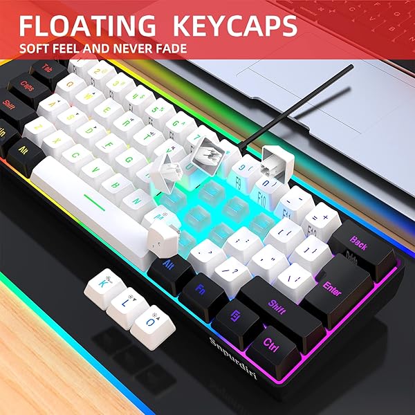 Snpurdiri Buy Snpurdiri 60% Wired RGB Gaming Keyboard - Compact, Waterproof, 61 Keys for PC/Mac - Perfect for Gamers & Travel! - View 7 of 10