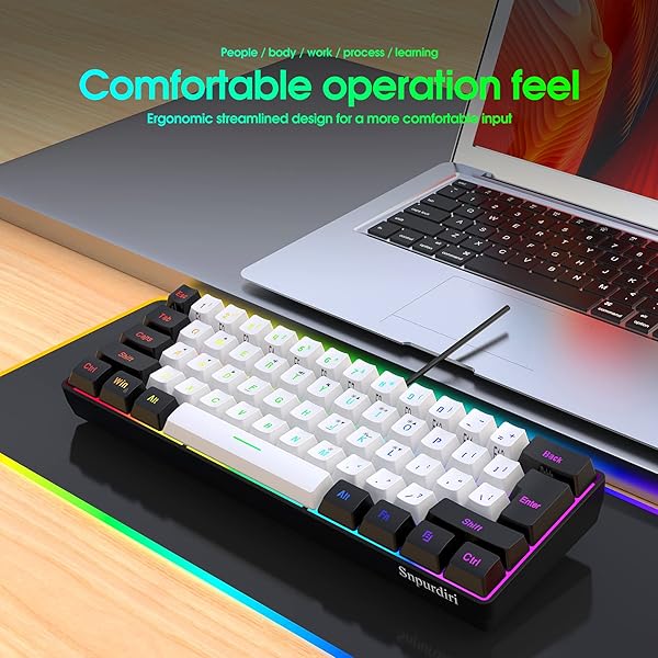 Snpurdiri Buy Snpurdiri 60% Wired RGB Gaming Keyboard - Compact, Waterproof, 61 Keys for PC/Mac - Perfect for Gamers & Travel! - View 10 of 10