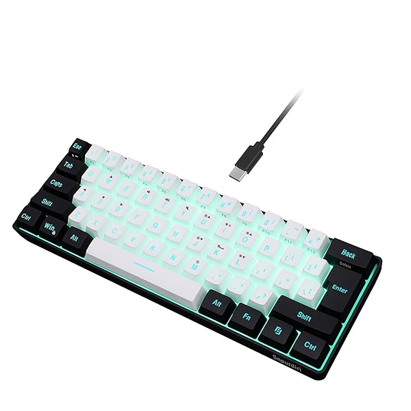 Snpurdiri Buy Snpurdiri 60% Wired RGB Gaming Keyboard - Compact, Waterproof, 61 Keys for PC/Mac - Perfect for Gamers & Travel! - View 2 of 10